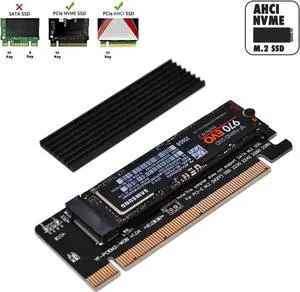 NVME PCIe Adapter, M.2 NVME SSD to PCI Express Adapter with Heat Sink Support PCIe x4 x8 x16 Slot,Support M.2 SSD 2230 2242 2260 2280