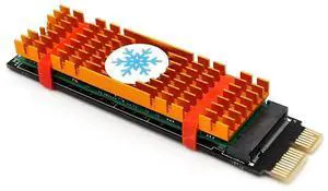NVME Adapter Card NGFF M.2 M Key to PCI-E 1x PCI Express Raiser Extension with Heatsink Vertical Support 2230 2242 2260 2280 SSD(Golden)