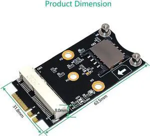 Mini PCI-E to M.2 Key A/E Adapter Rise Card with SIM Card Slot for WiFi/WWAN/LTE Module Supports Win Linux