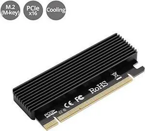 SIIG Full Speed M.2 M Key Nvme SSD to PCIe Adapter, PCI Express X16 Card with Heatsink, Supports Windows 7/8/ 10, Supports 2230, 2242, 2260, 2280 Form Factor M.2 SSDS