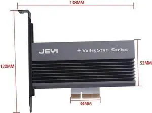 JEYI VolleyStar-PRO Black Heat Sink Heatsink M.2 NVMe SSD NGFF to PCIE X4 Adapter MKey Port Card PCI-E 3.0 x4 Full Speed RGB LED (Grey)