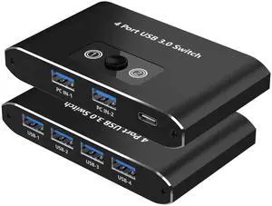 USB Switch,USB 3.0 Switch, 2 Computers Sharing 4 Devices, Aluminum Switcher for Mouse, Keyboard, Printer, Scanner, Flash Drive, Compatible with Windows, Mac, Linux, Chrome OS USB Switch,USB 3.0 Switch, 2 Computers Sharing 4 Devices, Aluminum Switcher for Mouse, Keyboard, Printer, Scanner, Flash Drive, Compatible with Windows, Mac, Linux, Chrome OS