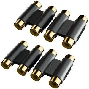 RCA Coupler, Female to Female Interconnect Adapter, Gold Plated Housing for Amplifier, Subwoofer, Mixer (2 Pack)