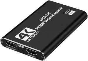 COFIER 4K HDMI Video Capture Card USB3.0 1080p 60Hz Capture Card Screen Dongle Game Streaming Live Broadcasts Video Recording With Video HDMI Loop Out Audio Microphone Input For Linux Mac OS Windows