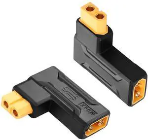 2 Pack XT60 Male to Female Connector Adapter 90 Degree XT60 Wireless Adapter for RC FPV Toy Car Plane Drone Battery (90 Degree Male to Female)
