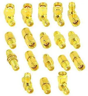 18pcs SMA Adapter Kit Standard SMA Male to SMA Female WiFi Antenna SMA Connectors Converter for WiFi Antenna/FPV Drone/Extension Cable 18pcs SMA Adapter Kit Standard SMA Male to SMA Female WiFi Antenna SMA Connectors Converter for WiFi Antenna/FPV Drone/Extension Cable