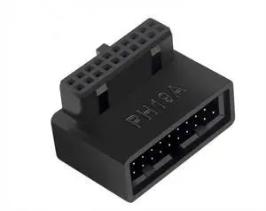 USB 3.0 90 Degree Motherboard Adapter 19 Pin/20 Pin Male to Female Extension Adapter L Turn Right Angle Socket for Desktop Motherboard (Up Angle PH19A)