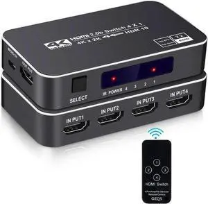 HDMI 2.0 Switcher 4 in 1 out 4K/60Hz HDMI Splitter for XBOX 360 PS4 Smart Box 4 in 1 out HDMI 2.0 Switch Adapter Supports Ultra HD Dolby Vision, 18.5Gbps, HDR10, HDCP 2.2 & 3D - OZQ5