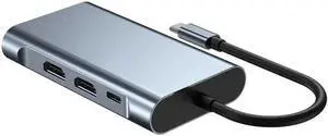 8in1 USB C To Lightning Cable Hub 5Gpbs High Speed 1000Mbps Ethernet Usb C Hub Dual HDTV 4K Adapter Splitter for Laptop