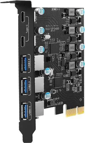 PCIe to USB (2X USB C - 3X USB A) Expansion Card,PCI Express Internal USB3.0 Hub Converter for Desktop PCS Riser Card