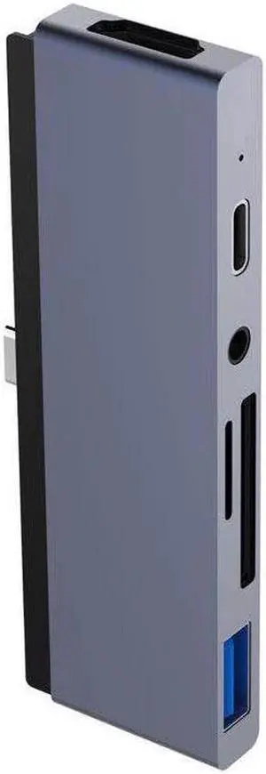 USB C Hub for iPad Pro 2020/ 2018 6 in 1 Hub with 4K@30Hz HDMI HDR USB 3.0 3.5mm Audio and 60W PD SD/Micro Card Reader Aluminum USB-C Dock Adapter for New iPad Pro MacBook Pro and More