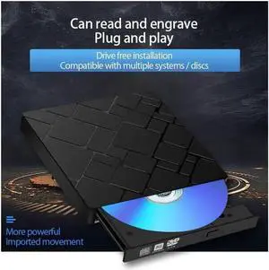 External CD DVD Drive USB 3.0 Type-C Portable CD/DVD ROM Drive Burner Rewriter for Windows Linux Mac Laptop Desktop, MacBook Pro/Air, iMac