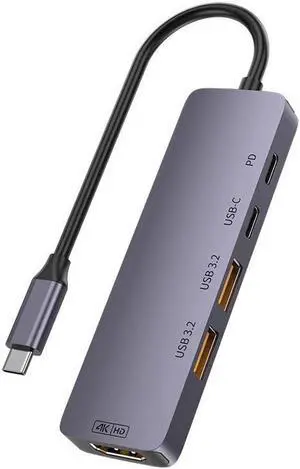 10Gbps USB C Hub, USB C Multiport with 2*USB-A 3.2 and USB-C 3.2 10Gbps Transfer, 4K@60Hz HDMI, 140W Power Delivery, USB Hub for Laptop, PC, MacBook, Keyboard, Mouse