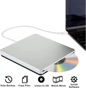 External CD DVD Drive USB-C Slim Portable External CD DVD Rewriter Burner Writer,High Speed Data Transfer USB Optical Drives Player for PC Desktop Laptop Windows Desktop Mac MacBook Pro