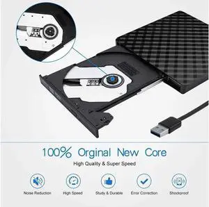 External DVD Drive, High Speed Data Transfer USB 3.0 External CD DVD Reader Writer Player for Laptop Desktop MacBook Mac OS Windows 10/8/7/XP/Vista - White