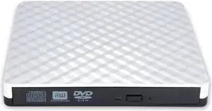 USB 3.0 External CD DVD Drive, CD/DVD-RW Drive, CD-RW Rewriter Burner Super Drive for High Speed Data Transfer Laptop Notebook PC Desktop Support Windows/Vista/7/8, Mac - White