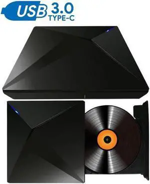 Polaris External DVD Drive, USB 3.0 Portable CD/DVD+/-RW Drive/DVD Player for Laptop CD ROM Burner Compatible with Laptop Desktop PC Windows Linux OS Apple Mac Black