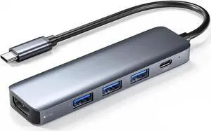 USB C Docking Station Hub 5 in 1 [4K 30Hz HDMI] 5Gbps Type C Ports, PD 100W, 3 x 5Gbps USB3.0 Ports , USB-C Multiport Adapter Compatible for MacBook Pro/Air, iPad Pro, iPhone 15, Laptops