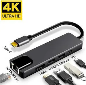 5 In 1 4k Uhd Type C Hub Usb3.0 HDMI-Compatible Vga Pd Adapter Docking Station For Pc Concentrador de acoplamiento 5 en 1