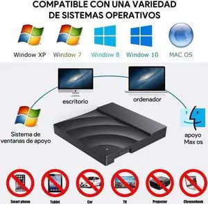External CD Drive USB 3.0 Portable CD DVD +/-RW Drive DVD/CD ROM Rewriter Burner Writer with Touch Sensitive Button Compatible with Laptop Desktop PC Windows Mac Pro MacBook