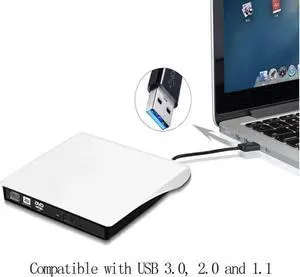 XD001 External CD DVD Drive Upgraded Version, USB 3.0 Type C Dual Port DVD +/-RW Rewriter Burner, High Speed Data Transfer,Slim Portable for Notebook Laptop PC Windows/Mac OS, Black