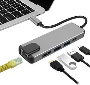 USB C Hub, 5 in 1 USB C Adapter with 4K HDMI/5Gbps 2USB 3.0,, Type- C 100W PD, USB C to HDMI Adapter Compatible with MacBook Pro, ipad Pro and Type C Smartphones