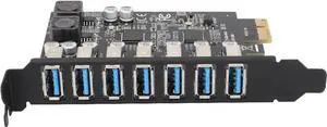 Pcie USB Card Pcie USB 3.0, 7 Port Pcie Expansion Card 7 Ports USB 3.0 5Gbps High Speed Transmission Stable Power USB 3.0 Front Expansion Card