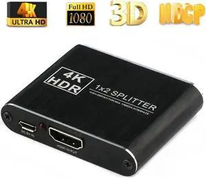 4K@60Hz HDMI Splitter 1 in 2 Out 1×2 HDMI Splitter Support 4Kx2K, 1080P, 3D, HDR for Xbox PS5/4 Roku Blu-Ray Player Apple TV 4K@60Hz HDMI Splitter 1 in 2 Out 1×2 HDMI Splitter Support 4Kx2K, 1080P, 3D, HDR for Xbox PS5/4 Roku Blu-Ray Player Apple TV