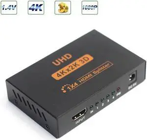 HDCP HDMI Splitter Full HD 1080p Video HDMI Switch Switcher 1X4 Split Out Amplifier Display For HDTV DVD PS3