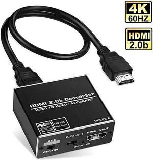 Aluminum Shell 4K 60Hz HDMI 2.0 Audio Extractor Splitter for PS5 Xbox Series X 4K HDMI Audio converter HDMI + optical toslink SPDIF+3.5mm audio output,OZV8-1
