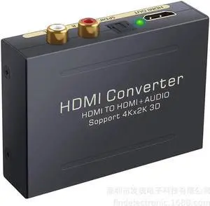 HDMI Audio Extractor 1080P HDMI to HDMI + Optical TOSLINK SPDIF + Analog RCA L/R Stereo Audio Video Spiltter Adapter Converter for Blu-ray DVD Player Sky HD Box PS3 PS4