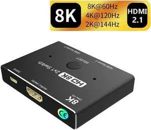 Ultra HD 8K Switcher HDMI 2.1 Ultra HD High Speed 48Gbps Directional Switch Only 2in 1 out 8K@60Hz 4K@120Hz Splitter Converter For PS4/5 TV Box HDTV Xbox Projector