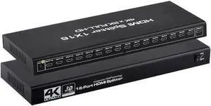 HDMI Splitter 1 in 16 Out -4K Hdmi Splitter 1x16 Ports v1.4 Powered 4K/2K Full Ultra HD 1080p US Adapter 3D Support