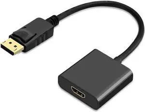 DisplayPort to HDMI Adapter [Gold-Plated] Display Port to HDMI Adapter/DP to HDMI Adapter for HP, ThinkPad, AMD, NVIDIA, Desktop and More - Male to Female, Black