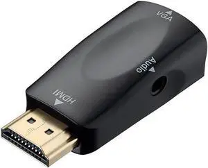 HDMI to VGA Adapter Converter Gold-Plated with 3.5mm Audio Port for PC, Laptop, DVD, Desktop and Other HDMI Input Devices - Black