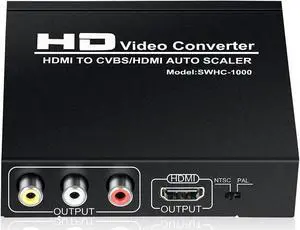 4K HDMI To RCA and Hdmi Converter, HDMI to HDMI+3RCA CVBS AV Composite Video Audio Adapter/Splitter, with Power Adapter Support 1080P, PAL, NTSC, for HD TV, Older TV,Camera, Monitor, etc