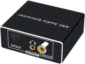 HDMI ARC Audio Extractor, 192KHz HDMI to Optical 3.5mm Audio Adapter Splitter Converter 3.5mm Stereo and Coaxial Output Support Dolby@5.1, DTS@5.1, Dolby AC3,DSD,PCM,LPCM