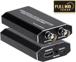 HDMI to Dual AHD Converter Adapter, with AHD Loopout 500M Repeater, HDMI to AHD Video Adapter for AHD DVR NVR Video Recorder