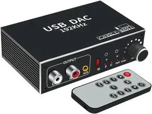 192kHz Digital to Analog Audio Converter, DAC Digital SPDIF Optical Toslink USB(PC) to L/R & 3.5mm Converter with PS3 HD DVD PS4 Amp Apple TV Home Cinema