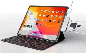 iPad Pro USB C Hub, 6 in 1 Aluminum iPad Pro Dongle Docking Station for New iPad Pro 2018/2019/2020, 4K HDMI, USB-C PD Charging, Micro/SD Card Readers, USB3.0&3.5mm Audio Jack, Space Gray