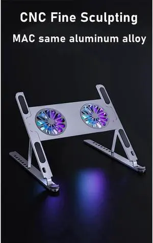 Laptop Tablet Stand with Dual High-speed Cooling Fan Adjustable Ultrabook Stand, Ergonomic Holder Riser Mount Portable Laptop Tablet Holder for All 11-17.3 Inches Tablet or Laptop