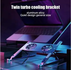 Laptop Tablet Stand Adjustable with 2 High-speed Fan Notebook Holder Foldable Detachable Laptop Tablet Riser for Desk, Compatible with 11-17.3" MacBook Air Pro, XPS,More Notebooks