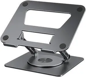 Swivel Adjustable Laptop Stand, Aluminum Laptop Riser, Multi-Angle Height Adjustable Computer Stand Desktop Holder Compatible with Mac MacBook Pro Air, XPS, (10-17"),Gray