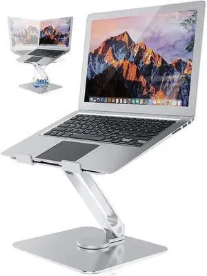 360°Swivel Laptop Stand for Desk Rotating Base,Telescopic Laptop Riser Computer Stand Adjustable Height & Angle with 360°Swivel,Laptop Stand Compatible with PC, MacBook Air/All 10-17.3"