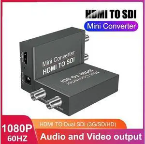 HDMI to SDI to HDMI SDI Adapter Video Converter HDMI-compatible to 2CH SDI Support 1080P with Power Supply for Cameras SDI Monitor HDTV