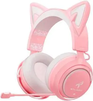 Gemdeck Wired Headphones Cat Ear LED Light Headset Bluetooth Foldable Headphones Gift