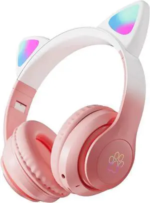 Gemdeck Wired Headphones Cute Cat Ear Headset Bluetooth Foldable Headphones Gift