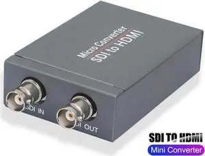 SDI to HDMI Video Micro Converter with Audio Embedder, SDI to HDMI Audio De-embedder Support 3G-SDI, HD-SDI, SD-SDI Auto Format Detection and Stereo Audio De-embedder, SDI Loopout