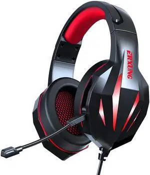 Aomoproing  Gemdeck PC Gaming Headset Over-Ear Gaming Headphones with Mic LED Light Noise Cancelling Red