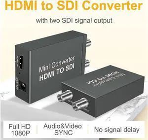 HDMI to SDI Converter Dual SDI Adapter Video Converter, 1080P HDMI-compatible to 2CH SDI converter HDMI-compatible to Sdi 3G-SDI/HD-SDI broadcast HD Adapter for Camera Television